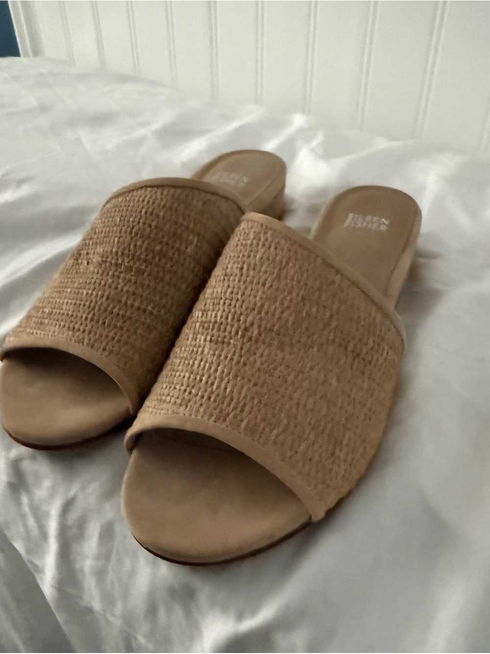 EileenFisher Woven Slide Mules in Tan